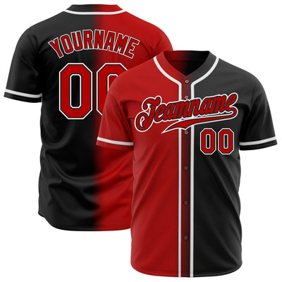 Custom Black Red-White Authentic Fade Fashion Baseball Jersey