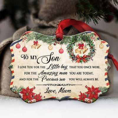 Family Christmas Letter Mom To Son - Horizontal Ornament - Owls Matrix LTD