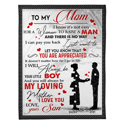 50" x 60" Family I Love You With All My Heart Mother - Flannel Blanket - Owls Matrix LTD