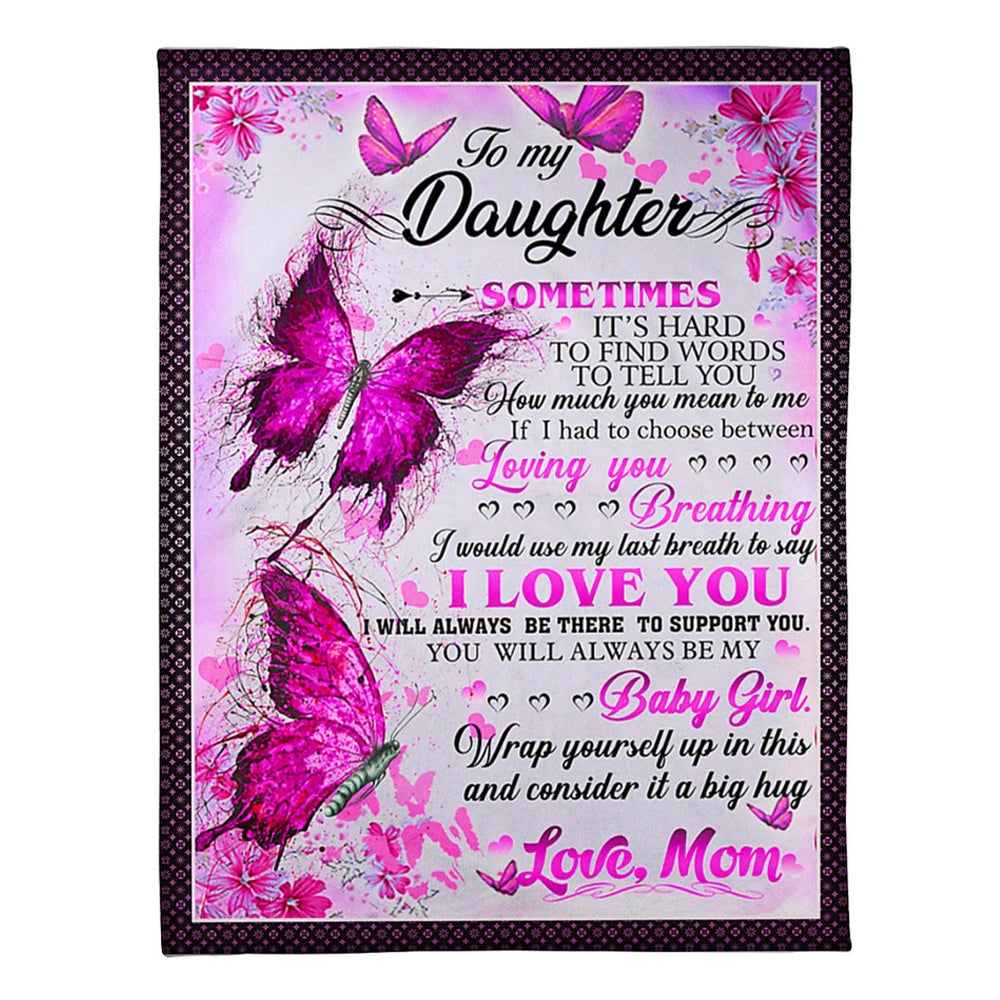 50" x 60" Family It's Hard To Find Words To Tell U Mom To Daughter Pink - Flannel Blanket - Owls Matrix LTD