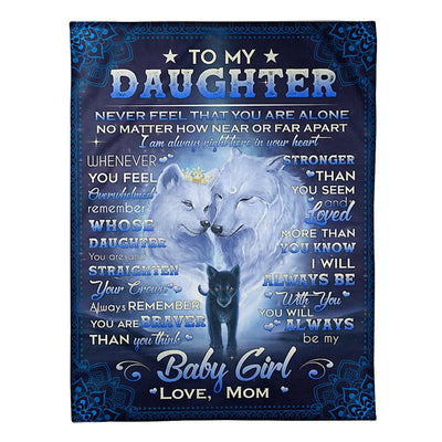 50" x 60" Family Never Feel That You're Alone Mom To Daughter Blue - Flannel Blanket - Owls Matrix LTD