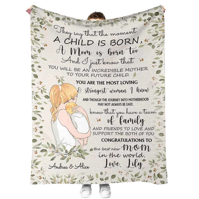 50" x 60" Family The Moment A Child Is Born Personalized - Flannel Blanket - Owls Matrix LTD