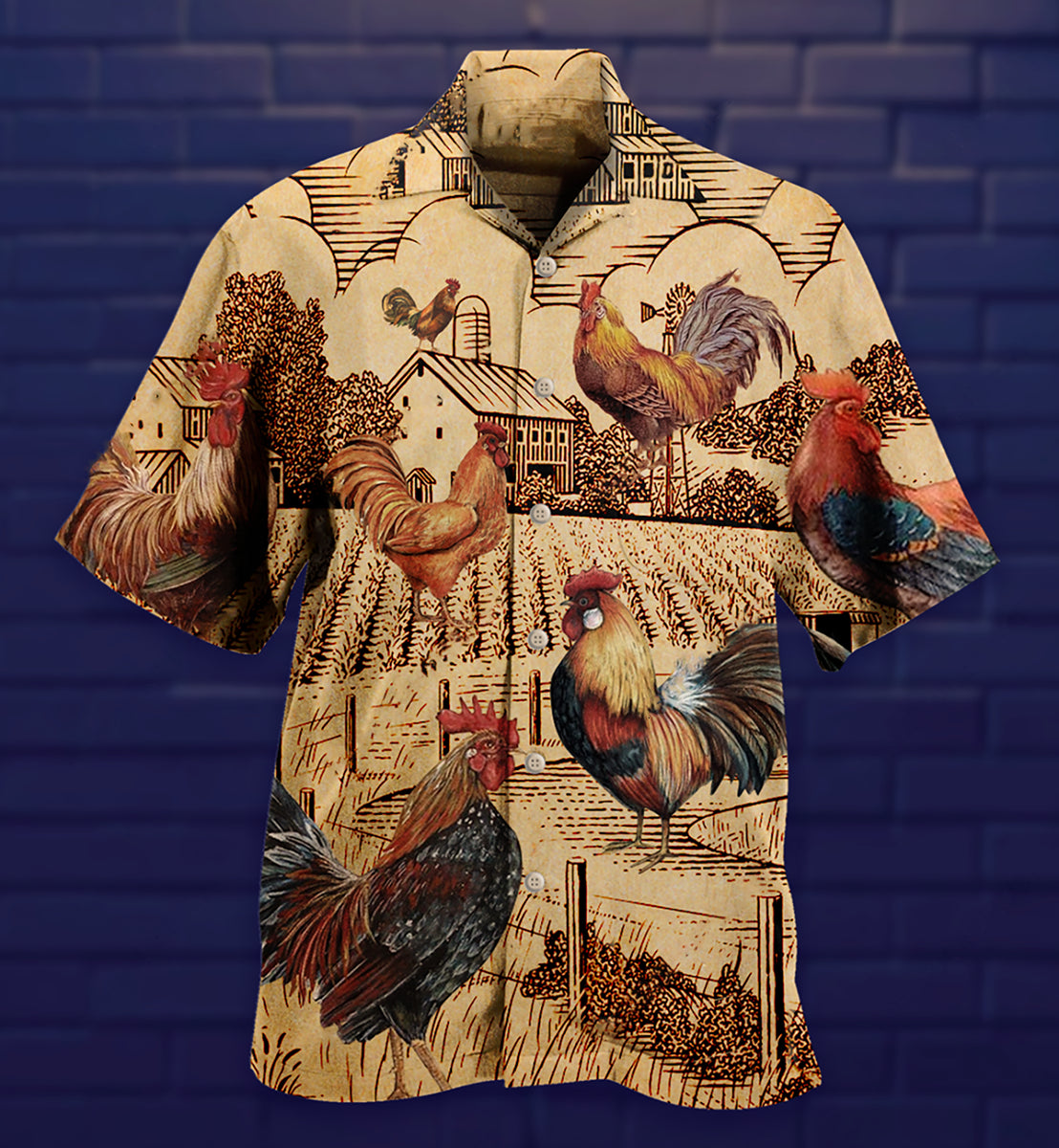 Chicken Love Vintage Style - Hawaiian Shirt - Owls Matrix LTD