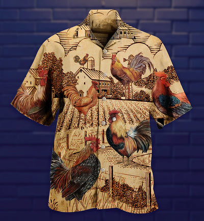 Chicken Love Vintage Style - Hawaiian Shirt - Owls Matrix LTD