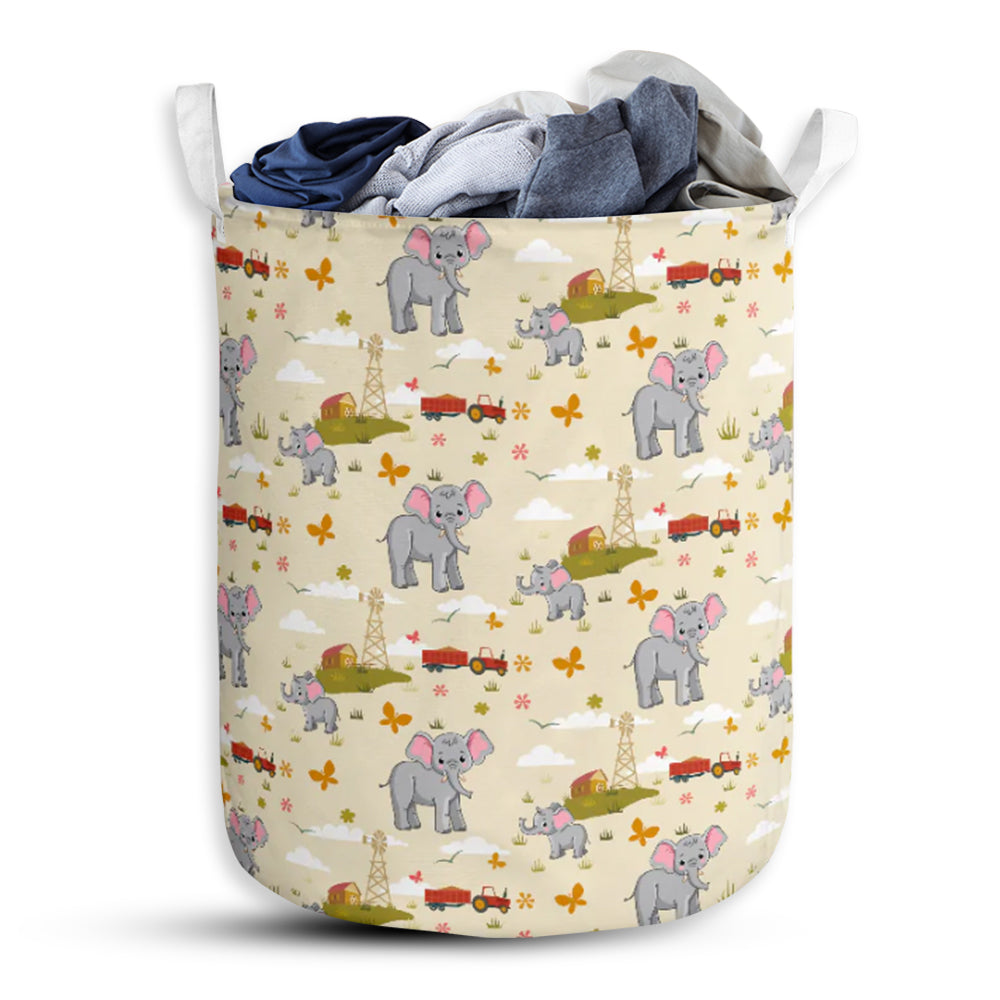 Elephant Love My Farm - Laundry Basket - Owls Matrix LTD