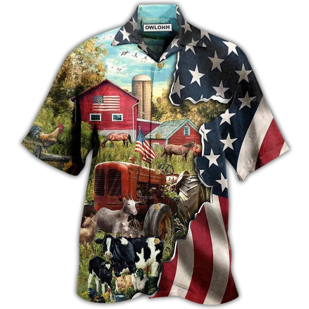 Hawaiian Shirt / Adults / S Farm Love Cows And Animals America - Hawaiian Shirt - Owls Matrix LTD