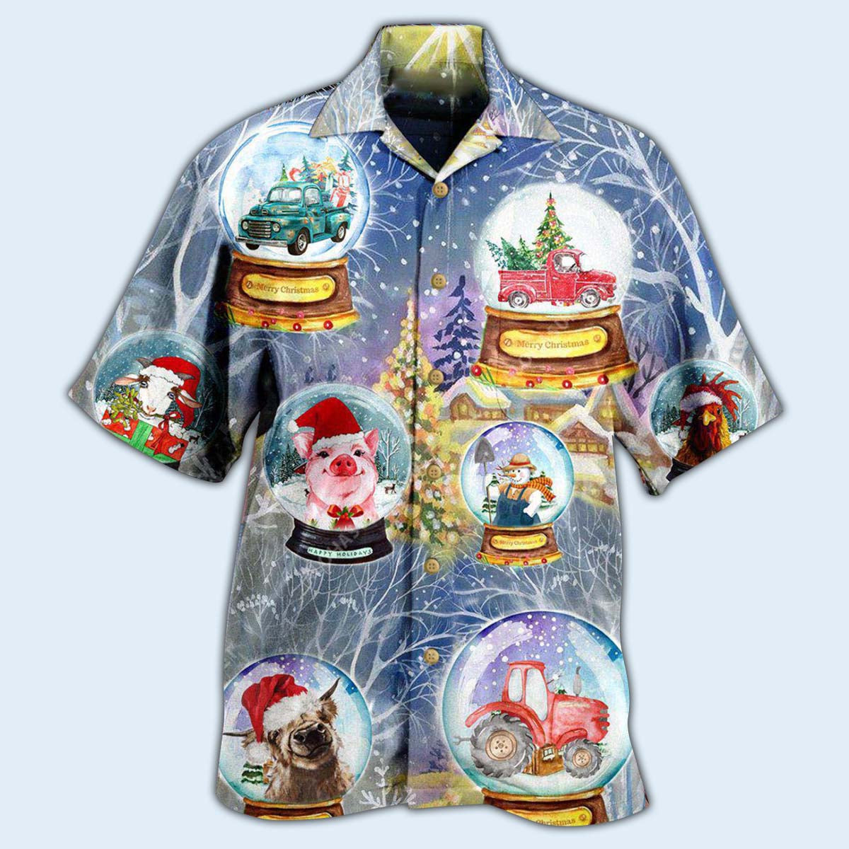 Farm Xmas Funny Global - Hawaiian Shirt - Owls Matrix LTD