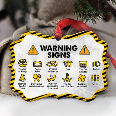 Family Father Gift Warning Signs - Horizontal Ornament - Owls Matrix LTD
