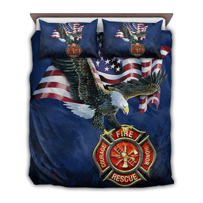 US / Twin (68" x 86") Firefighter Love Eagle America - Bedding Cover - Owls Matrix LTD