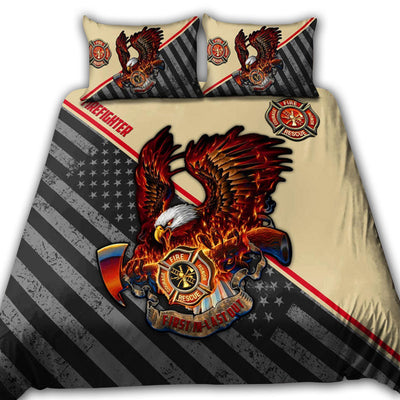 US / Twin (68" x 86") Firefighter US Eagle Lover - Bedding Cover - Owls Matrix LTD
