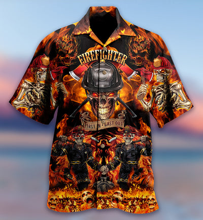 Firefighter On Fire Love Life - Hawaiian Shirt - Owls Matrix LTD