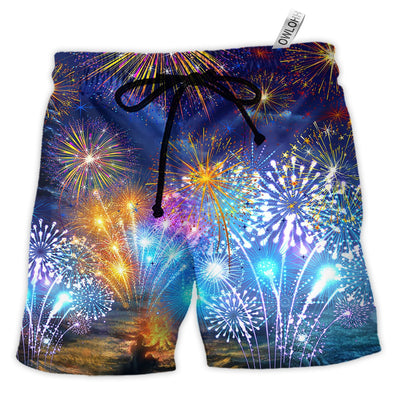 Beach Short / Adults / S Firework By Night - Beach Short - Owls Matrix LTD