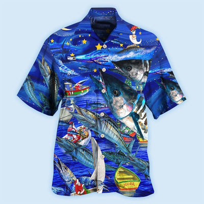 Fishing Love Ocean Blue Merry Christmas - Hawaiian Shirt - Owls Matrix LTD
