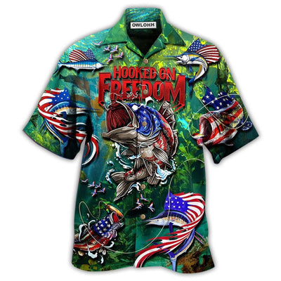 Hawaiian Shirt / Adults / S Fishing Hooked On Freedom America - Hawaiian Shirt - Owls Matrix LTD