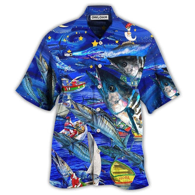 Hawaiian Shirt / Adults / S Fishing Love Ocean Blue Merry Christmas - Hawaiian Shirt - Owls Matrix LTD