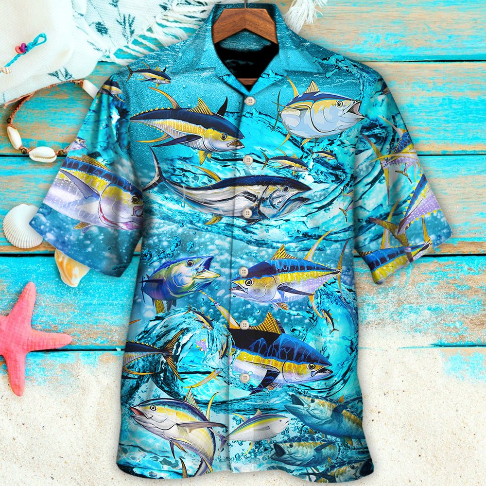 Fishing Tuna Fish In The Blue Sea - Hawaiian Shirt - Owls Matrix LTD