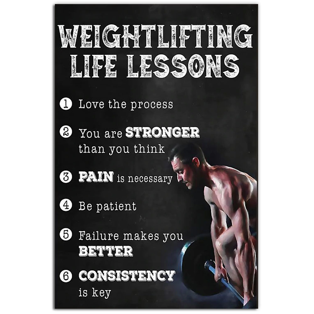 12x18 Inch Weightlifting Fitness Life Lessons - Vertical Poster - Owls Matrix LTD