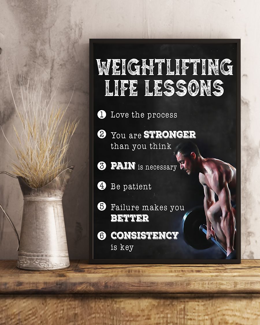 Weightlifting Fitness Life Lessons - Vertical Poster - Owls Matrix LTD