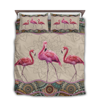 US / Twin (68" x 86") Flamingo Mandala Beautiful In Life - Bedding Cover - Owls Matrix LTD