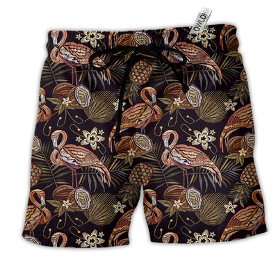 Beach Short / Adults / S Flammingo Pineapple Vintage Style - Beach Short - Owls Matrix LTD