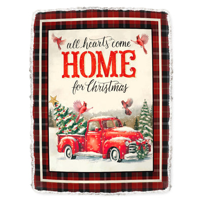 Fleece Blanket / 50" x 60" Cardinal Christmas All Heart Come Home For Christmas - Flannel Blanket - Owls Matrix LTD