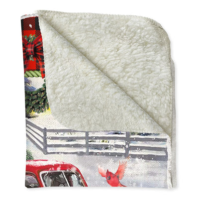 Cardinal Tartan Red Truck Snowy Day - Flannel Blanket - Owls Matrix LTD