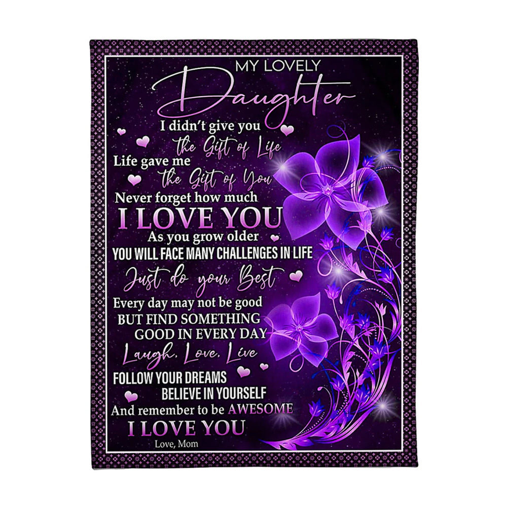 50" x 60" Floral I Love You Lovely Gift For Daughter - Flannel Blanket - Owls Matrix LTD