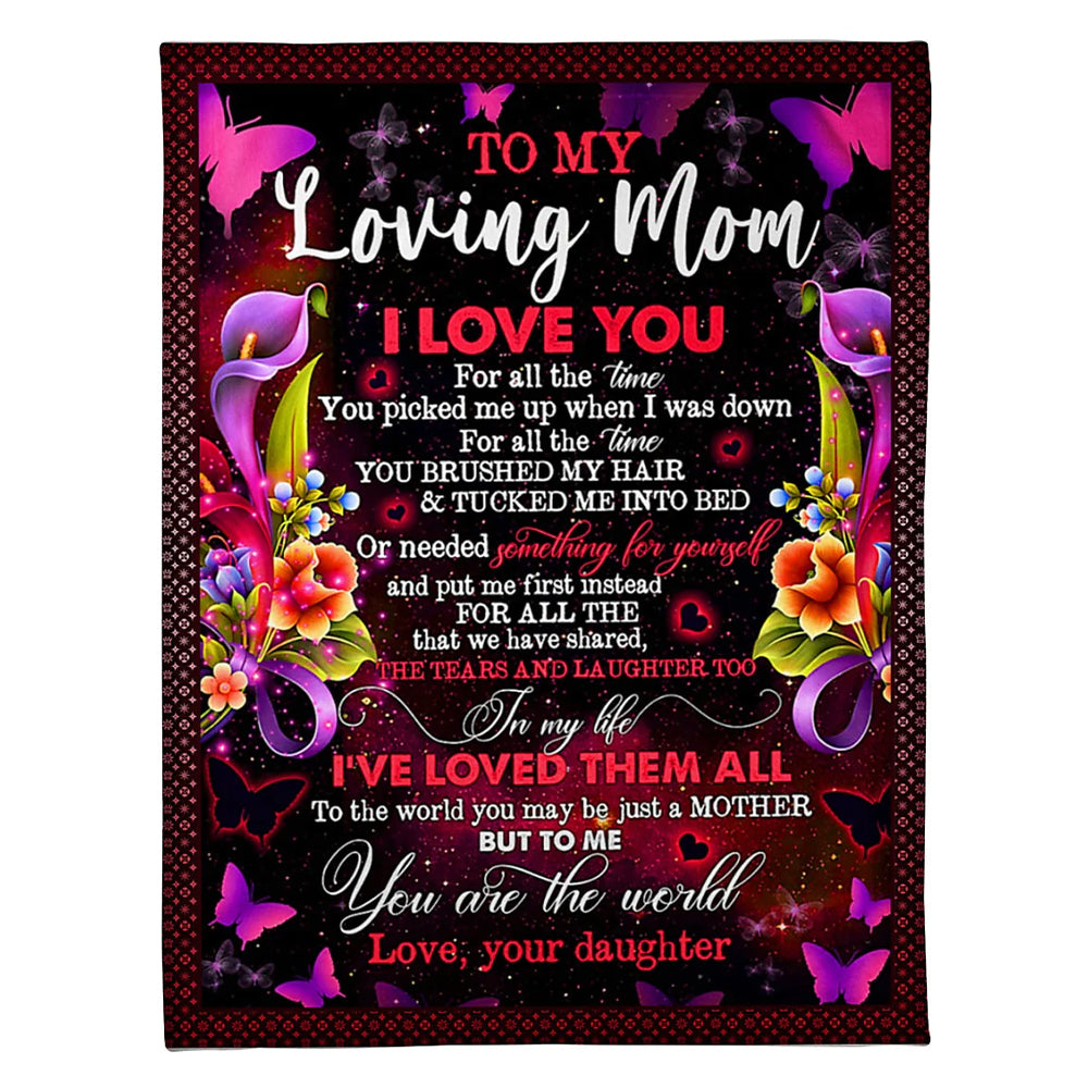 50" x 60" Flower To My Loving Mom I Love You For All The Time - Flannel Blanket - Owls Matrix LTD