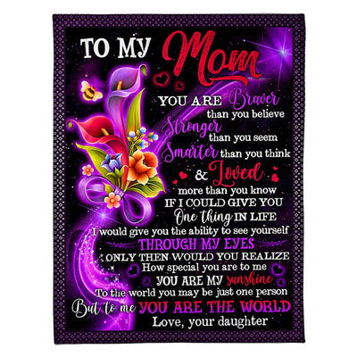 50" x 60" Flower To My Mom You Are The World To Me - Flannel Blanket - Owls Matrix LTD