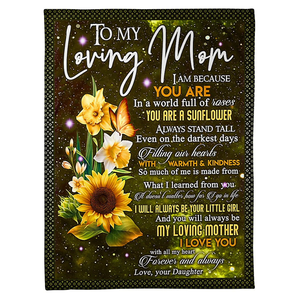 50" x 60" Flower To My Mom You Will Always Be My Loving Mom - Flannel Blanket - Owls Matrix LTD