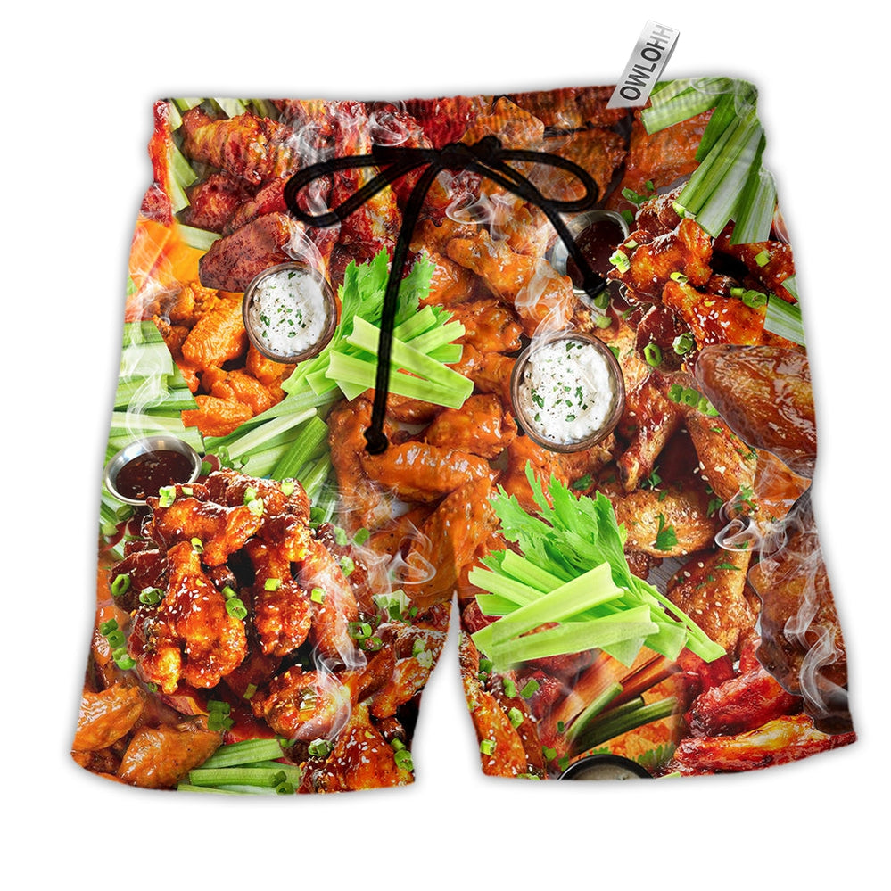 Beach Short / Adults / S Food Ain't Nothing Chicken Wing Delicious - Beach Short - Owls Matrix LTD