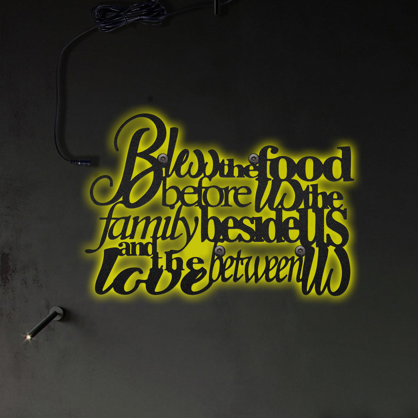 Food Bless The Food Before Us - Led Light Metal - Owls Matrix LTD