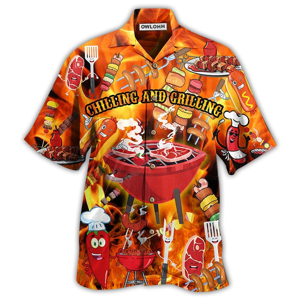 Hawaiian Shirt / Adults / S Food Hot Chilling and Grilling BBQ Party - Hawaiian Shirt - Owls Matrix LTD