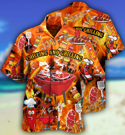 Food Hot Chilling and Grilling BBQ Party - Hawaiian Shirt - Owls Matrix LTD