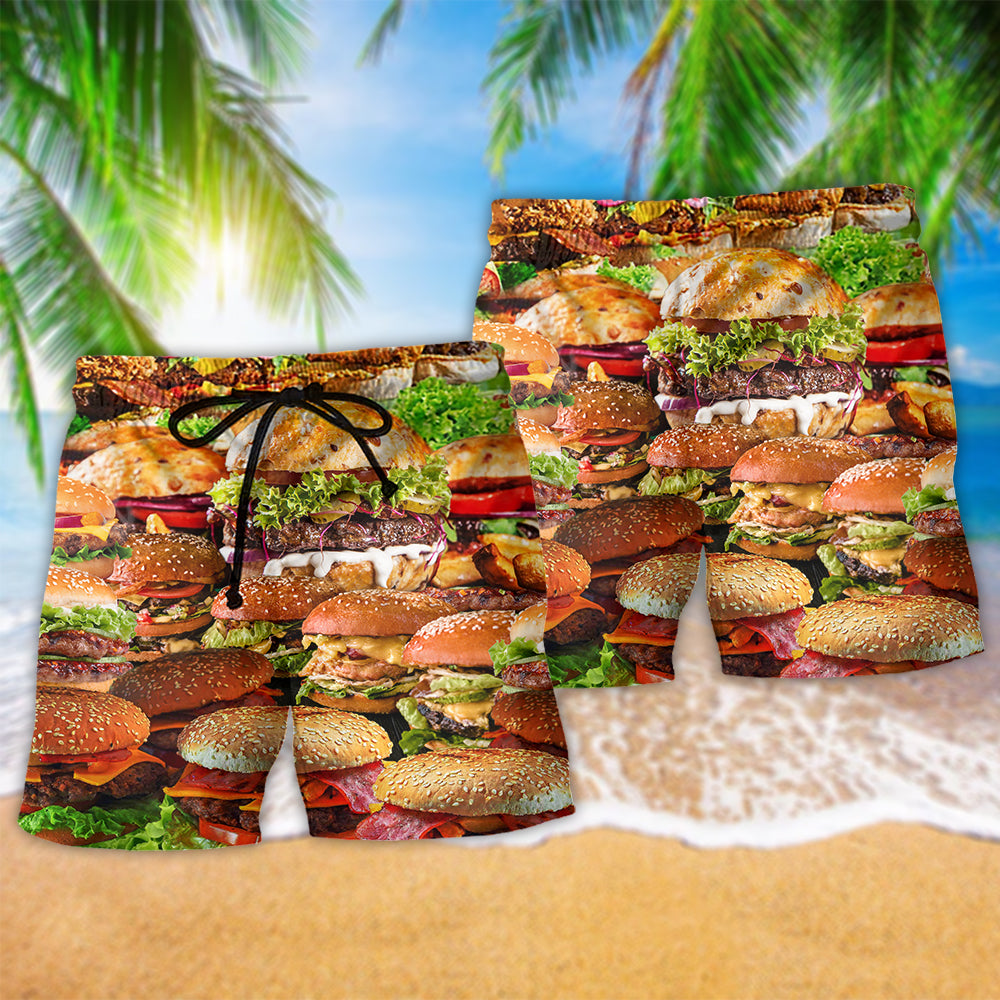 Food Is Good Mood Delicious Hamburger So Fun - Beach Short - Owls Matrix LTD