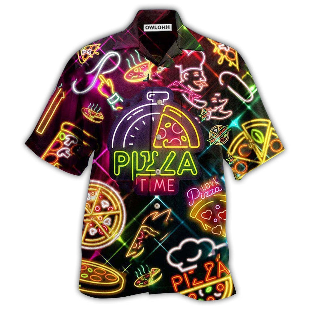 Hawaiian Shirt / Adults / S Food It's Pizza Time Stunning - Hawaiian Shirt - Owls Matrix LTD