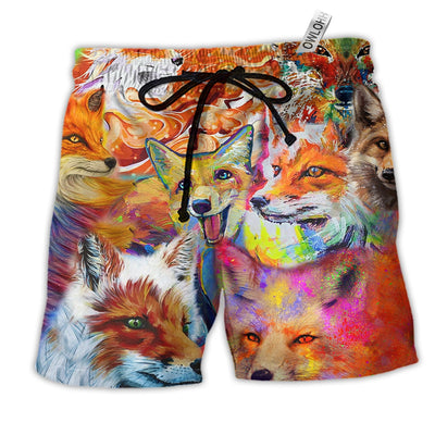 Beach Short / Adults / S Fox Beautiful Painting Color Style - Beach Short - Owls Matrix LTD