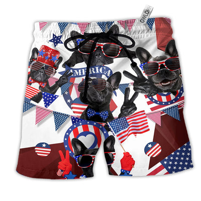 Beach Short / Adults / S French Bulldog Dog Loves America - Beach Short - Owls Matrix LTD