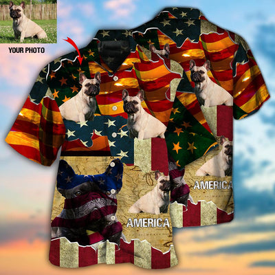 French Bulldog America Sunset Custom Photo - Hawaiian Shirt - Owls Matrix LTD