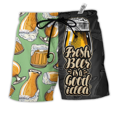 Beach Short / Adults / S Fresh Beer Is A Good Idea Two Sides - Beach Short - Owls Matrix LTD