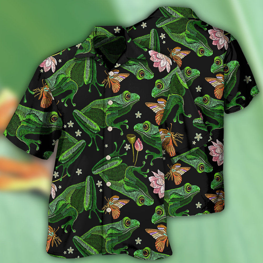 Frog Green Frog Black Style - Hawaiian Shirt - Owls Matrix LTD