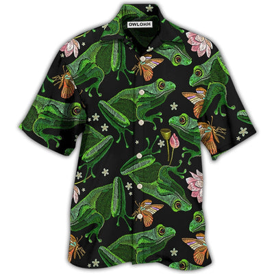 Hawaiian Shirt / Adults / S Frog Green Frog Black Style - Hawaiian Shirt - Owls Matrix LTD