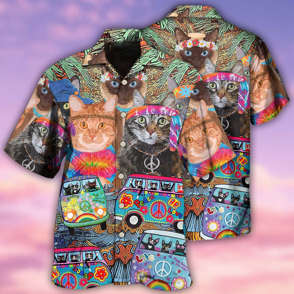 Cat Love Life In Bus - Hawaiian Shirt - Owls Matrix LTD