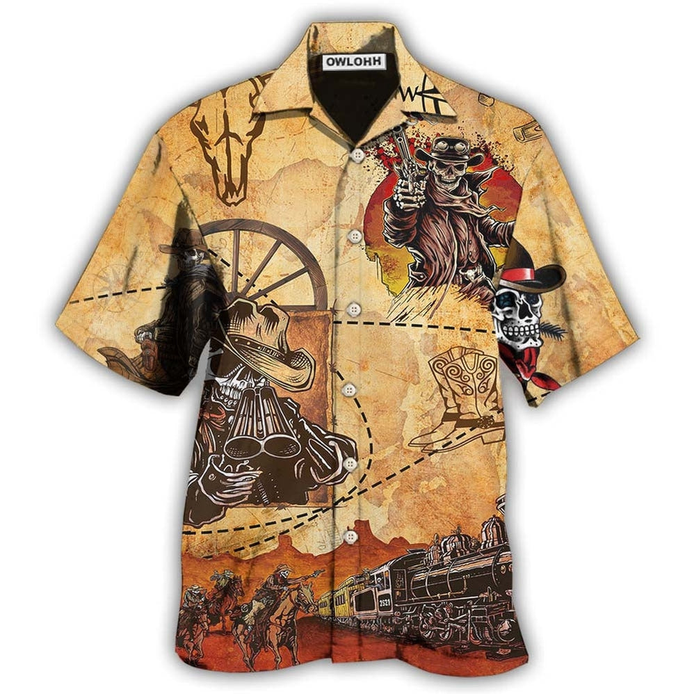 Hawaiian Shirt / Adults / S Cowboy Skull Love Cool Vintage - Hawaiian Shirt - Owls Matrix LTD