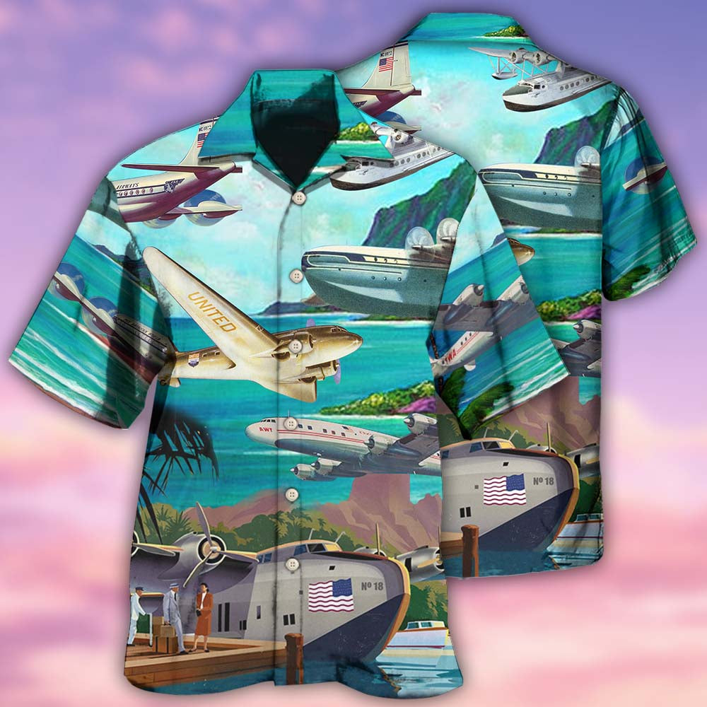 Airplane Fly To Hawaii Aircraft Love Life - Hawaiian Shirt - Owls Matrix LTD