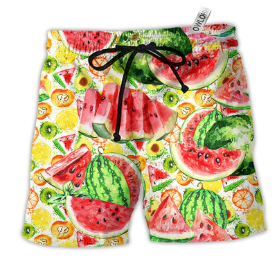 Beach Short / Adults / S Fruit Summer Time Watermelon Color - Beach Short - Owls Matrix LTD