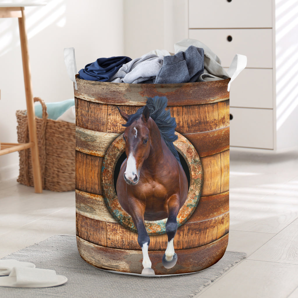 Horse Funny Horse Basic Style - Laundry Basket - Owls Matrix LTD