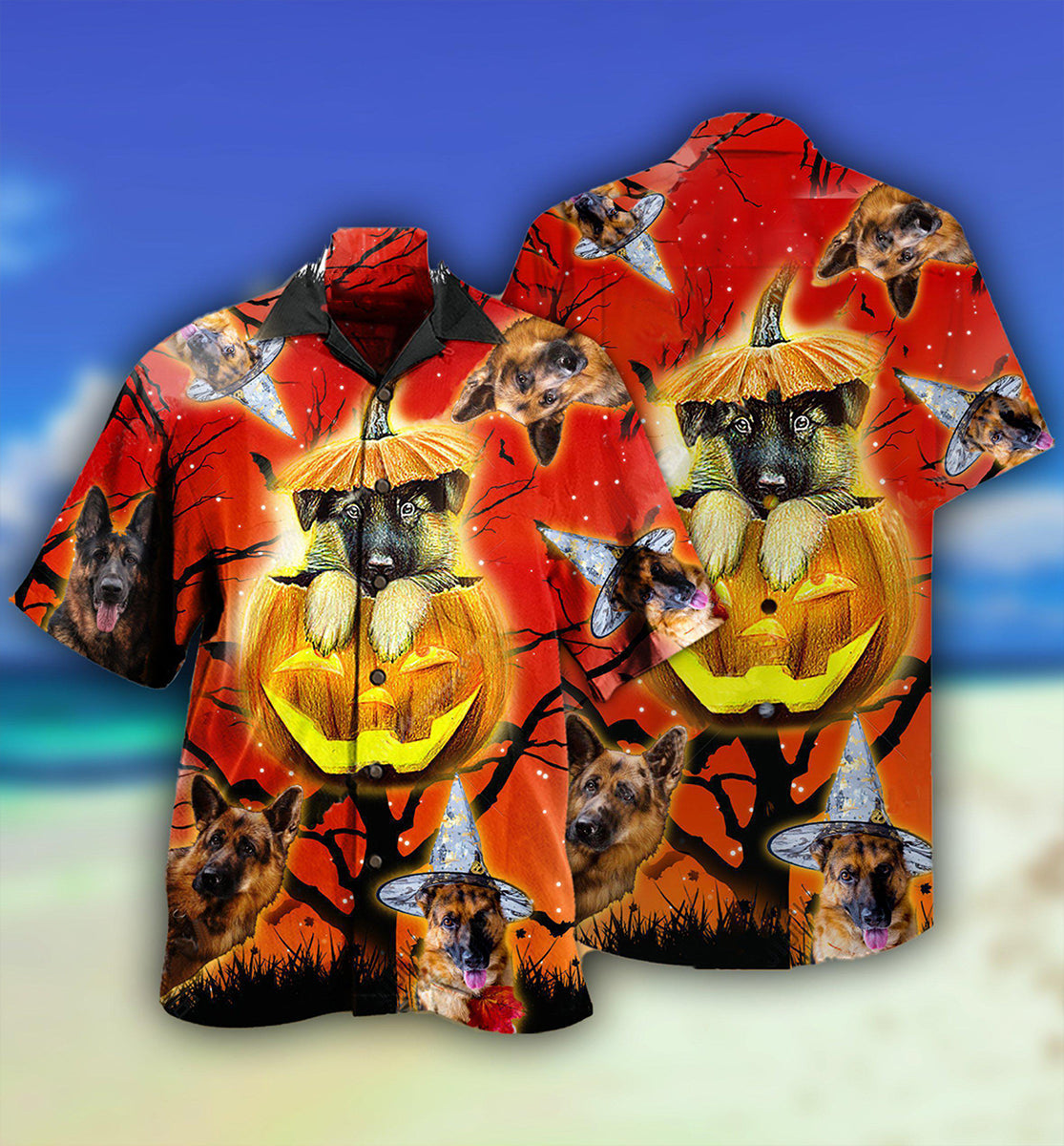 German Shepherd Dog Cute Halloween - Hawaiian Shirt - Owls Matrix LTD