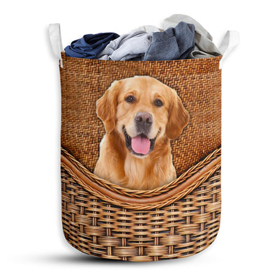 Golden Retriever Dog Rattan Texture - Laundry Basket - Owls Matrix LTD