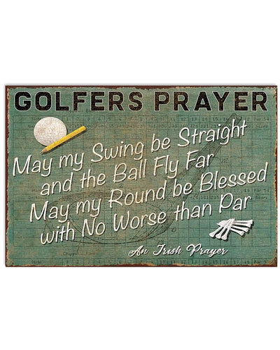 12x18 Inch Golf Golfers Prayer Writer - Horizontal Poster - Owls Matrix LTD